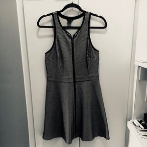 Club Monaco Black/White Knit Zip Fit & Flare Dress